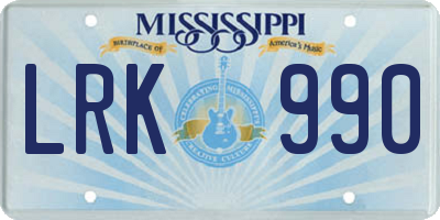 MS license plate LRK990