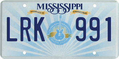 MS license plate LRK991
