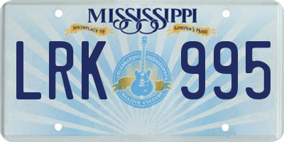 MS license plate LRK995