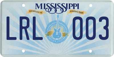 MS license plate LRL003