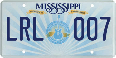 MS license plate LRL007