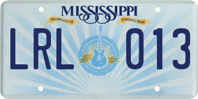 MS license plate LRL013