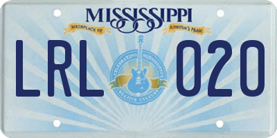 MS license plate LRL020