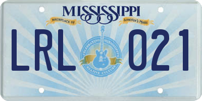 MS license plate LRL021