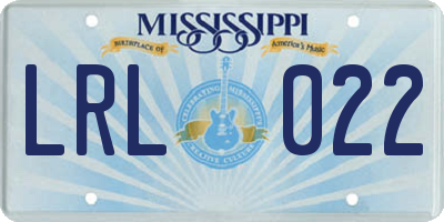MS license plate LRL022