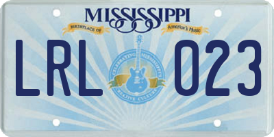 MS license plate LRL023