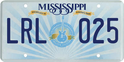 MS license plate LRL025