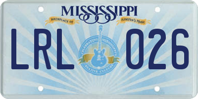 MS license plate LRL026