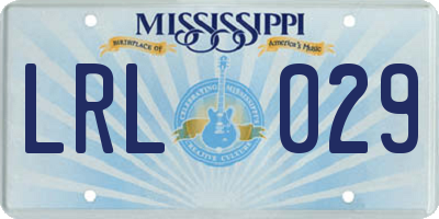 MS license plate LRL029
