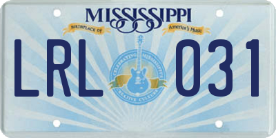 MS license plate LRL031