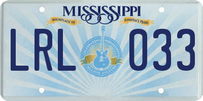 MS license plate LRL033