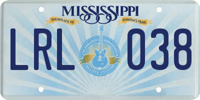 MS license plate LRL038