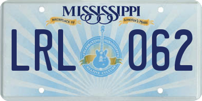 MS license plate LRL062