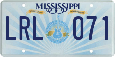 MS license plate LRL071