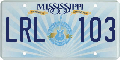 MS license plate LRL103
