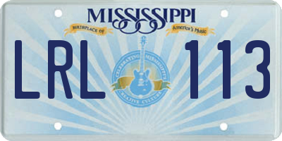 MS license plate LRL113