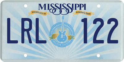 MS license plate LRL122