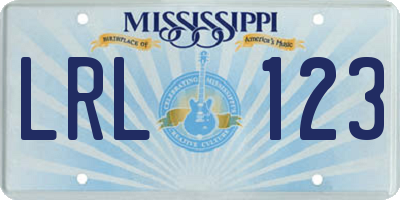 MS license plate LRL123