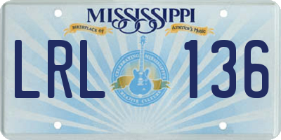 MS license plate LRL136