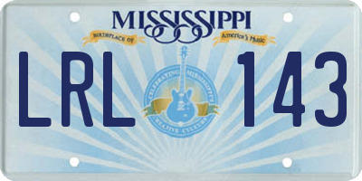MS license plate LRL143