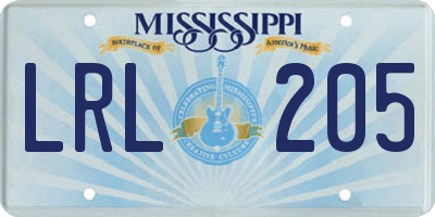 MS license plate LRL205