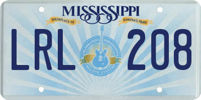 MS license plate LRL208