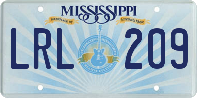 MS license plate LRL209