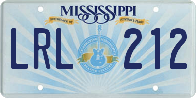 MS license plate LRL212