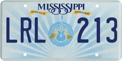 MS license plate LRL213