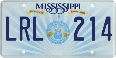 MS license plate LRL214