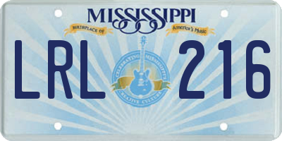 MS license plate LRL216