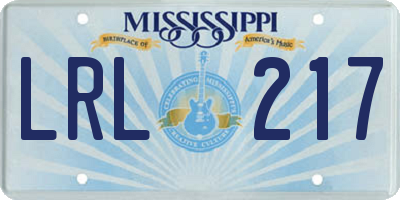 MS license plate LRL217