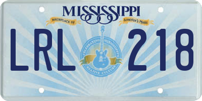 MS license plate LRL218