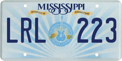 MS license plate LRL223