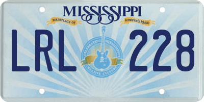 MS license plate LRL228