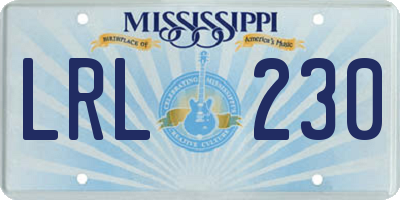 MS license plate LRL230