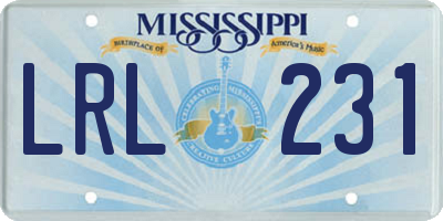 MS license plate LRL231