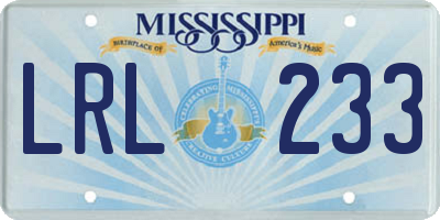 MS license plate LRL233