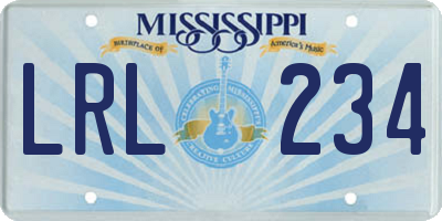 MS license plate LRL234