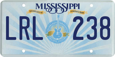 MS license plate LRL238