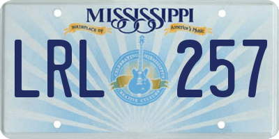 MS license plate LRL257