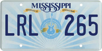 MS license plate LRL265