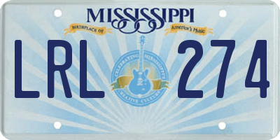 MS license plate LRL274