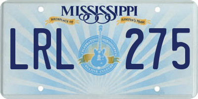 MS license plate LRL275