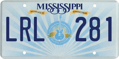 MS license plate LRL281