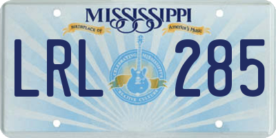 MS license plate LRL285