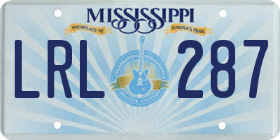 MS license plate LRL287