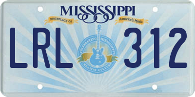 MS license plate LRL312