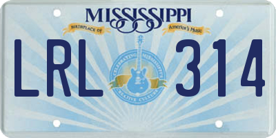 MS license plate LRL314
