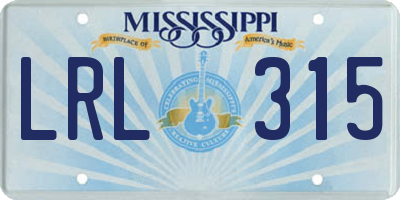 MS license plate LRL315